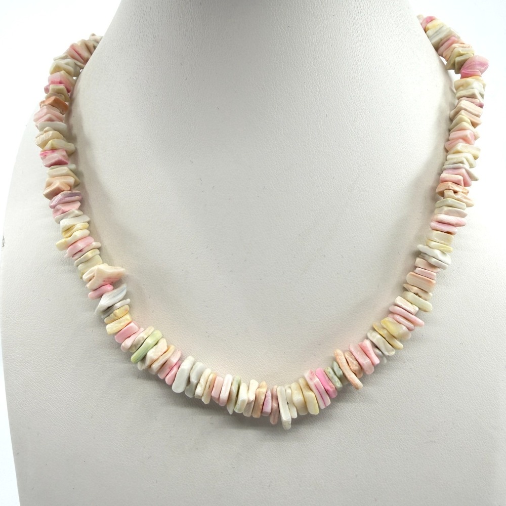 Pastel Shell Chip Bead Necklace Boho Layering Choker Summer Jewelry